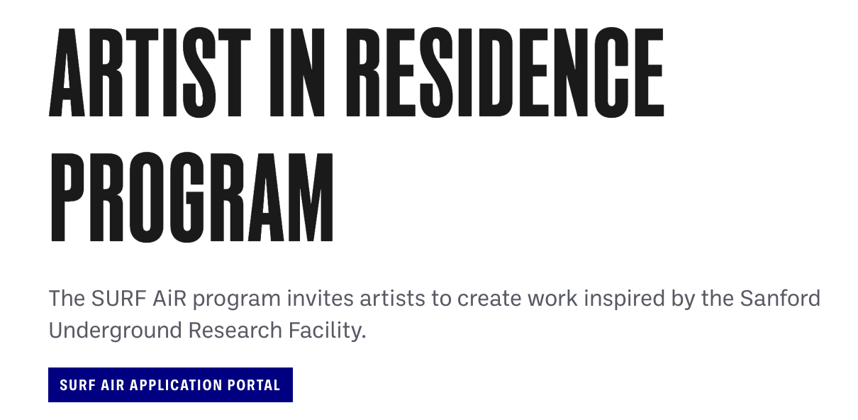 SURF Artist-in-Residence 2027 — рэзідэнцыя ў падземнай лабараторыі ў ЗША са стыпендыяй 5000 USD