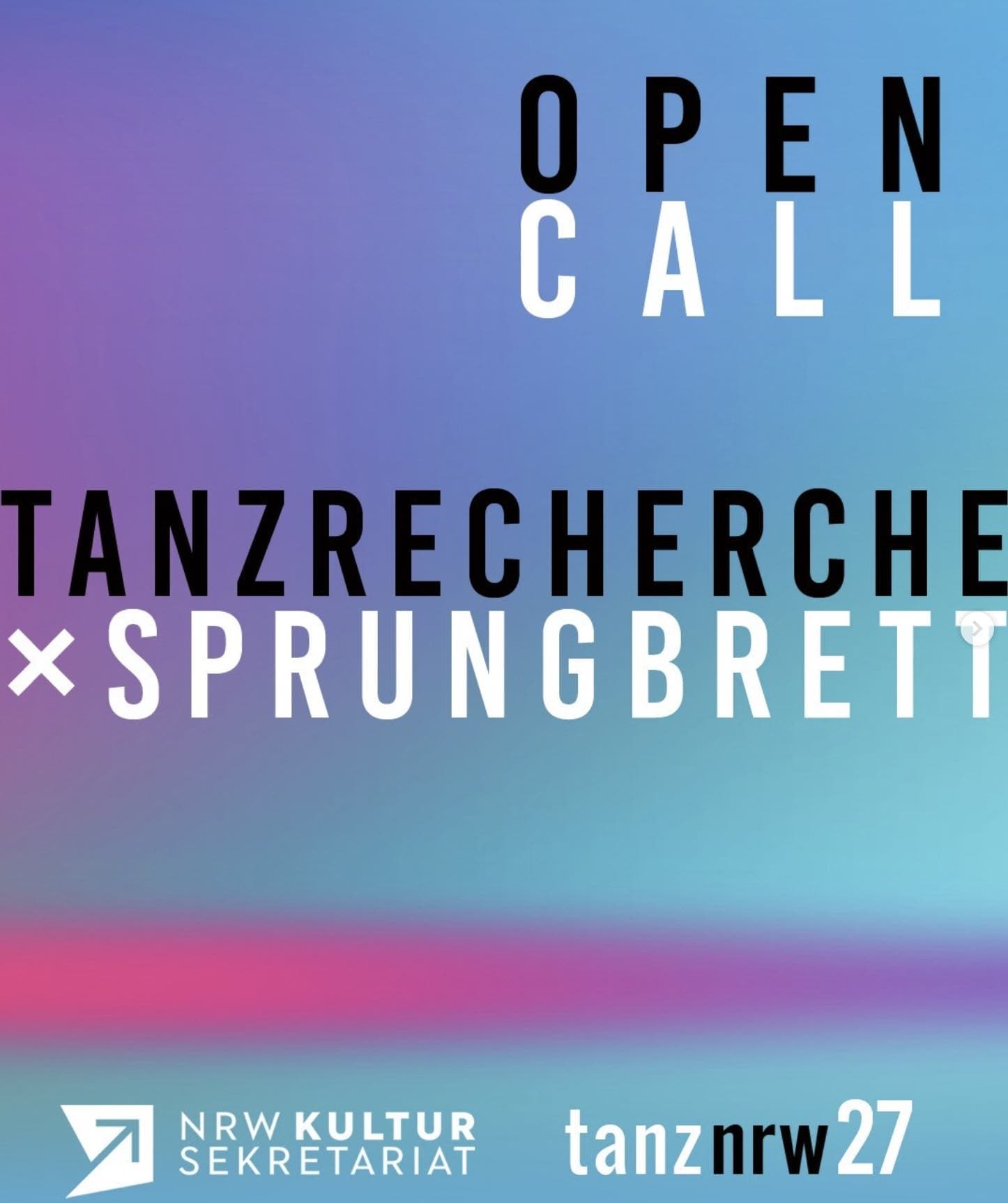 NRW KULTURsekretariat: TANZRECHERCHE x SPRUNGBRETT Dance Research Residency and Performance 2027 (Germany)