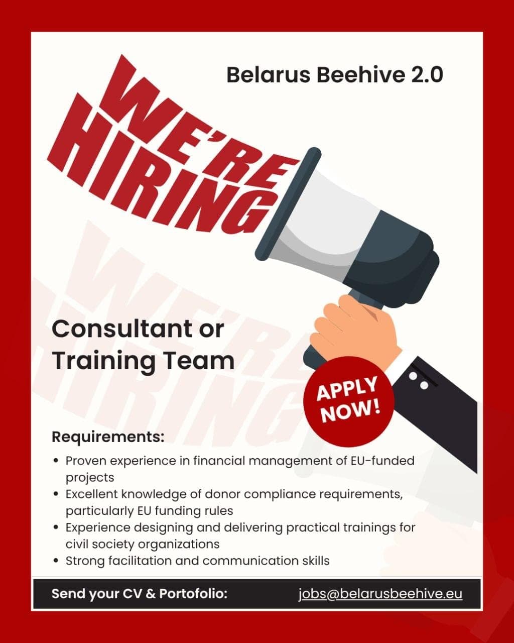 Cover for Belarus Beehive seeks financial management training consultant