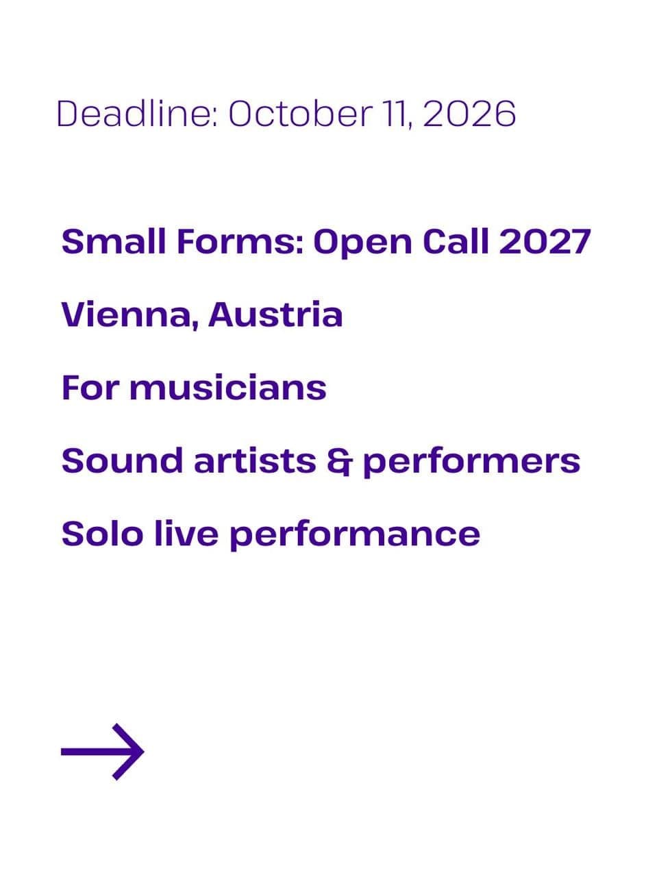 Cover for Open Call for Solo Sets at Small Forms 2027