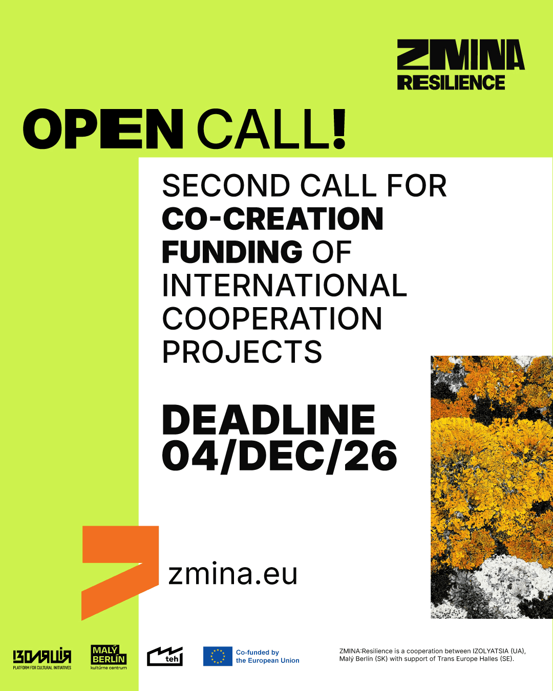 ZMINA:Resilience — да 25 000 EUR на сумесныя мастацкія праекты Украіны і краін Creative Europe