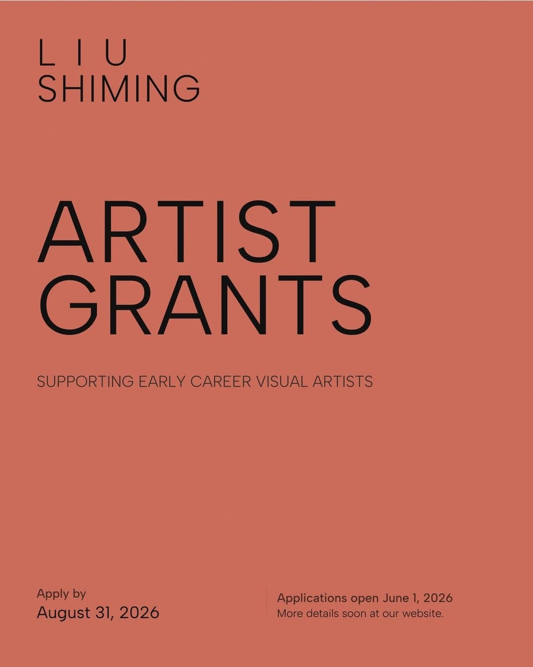 Гранты для візуальных мастакоў(-чак) на раннім этапе кар’еры — Liu Shiming Artist Grants