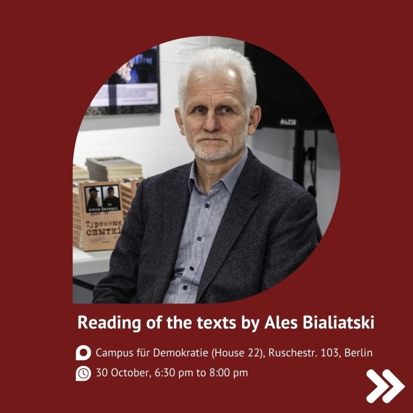  Чытанне тэкстаў Алеся Бяляцкага, выстава і канцэрт у Берліне 